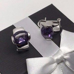NEW 18k White Gold Oval Faceted Purple Sapphire Earrings at 5.76 CTS